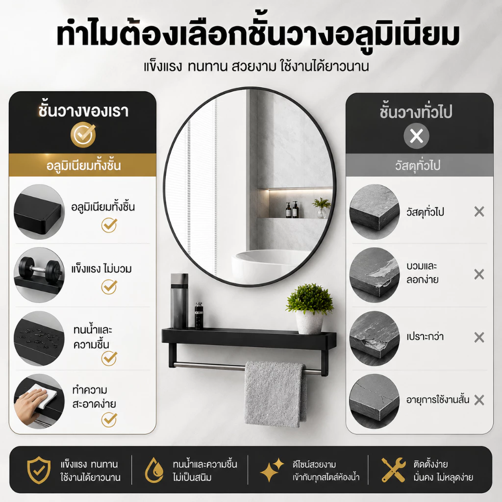 LP กระจกห้องน้ำติดผนัง 40/50/60cm พร้อมชั้นเก็บของ thumbnail 9