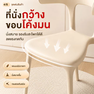 LP เก้าอี้ เก้าอี้พลาสติก มีพนักพิง ไม่ต้องต่อประกอบ รับได้ 400 กิโลกรัม ประหยัดพื้นที่