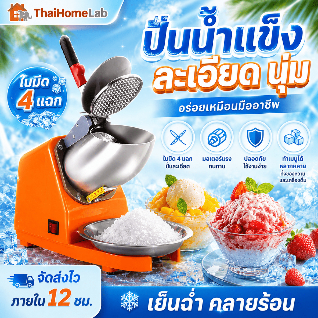 ✅ของแท้✅เครื่องบดน้ำแข็ง เครื่องไสน้ำแข็ง4 บมีด 8 บมีด ออกแบบมาอย่างดี ใช้ได้นาน ทนทาน รับประกันศูนย์