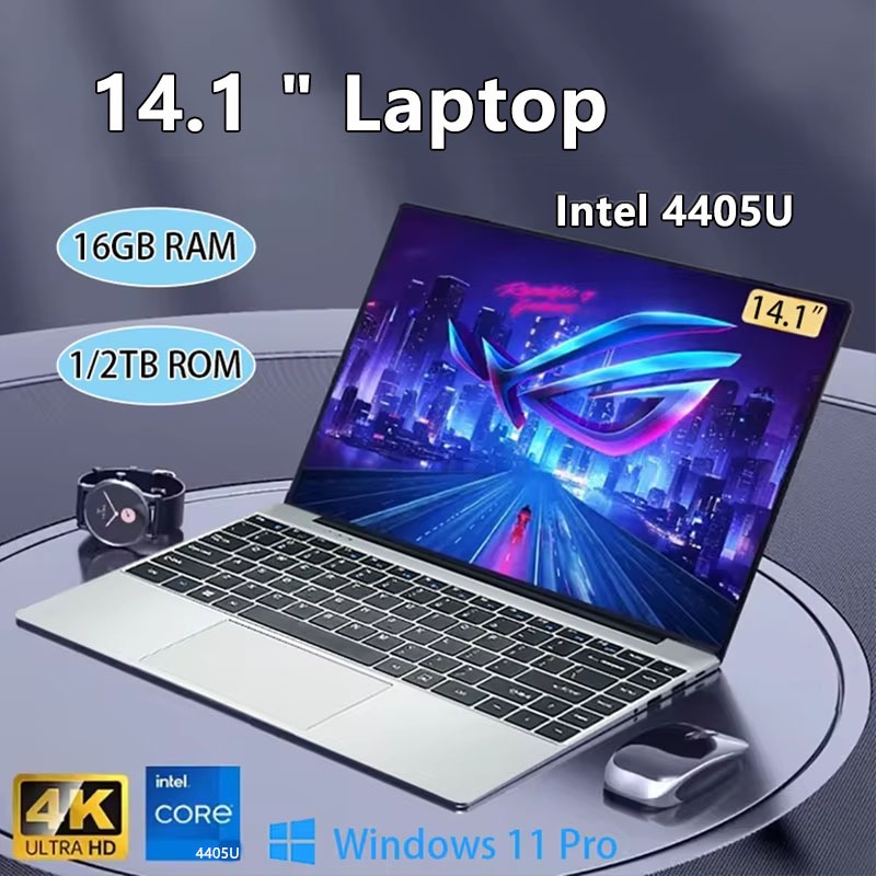 ใหม่ Ultra Slim Laptop 14.1 " แล็ปท็อป 16GB + 1TB SSD Intel 4405U PC เกม 1920 * 1080 จอแสดงผล Windows 11 Pro