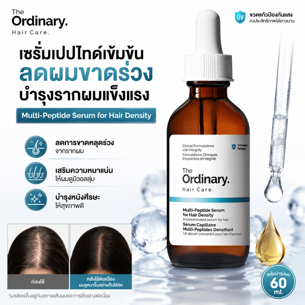 เซรั่ม The Ordinary เพิ่มความหนาแน่นของเส้นผม ผมไม่ร่วง หนังศีรษะสุขภาพดี 60ml