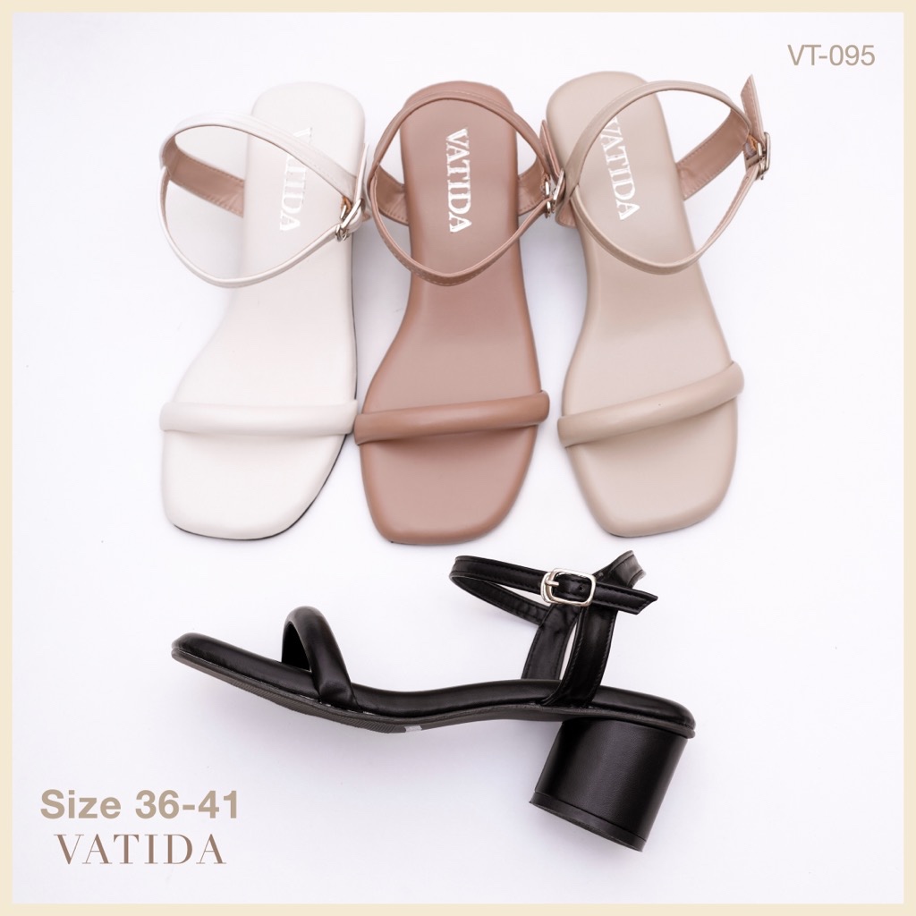 (พร้อมส่งจากไทย) VATIDA รุ่น VT-095 รองเท้าส้นก้อนกลมรัดข้อ สายคาดนูนนิ่มสุดมินิมอล สูงเพรียวแต่เดินสบาย ไม่เมื่อยแน่นอน