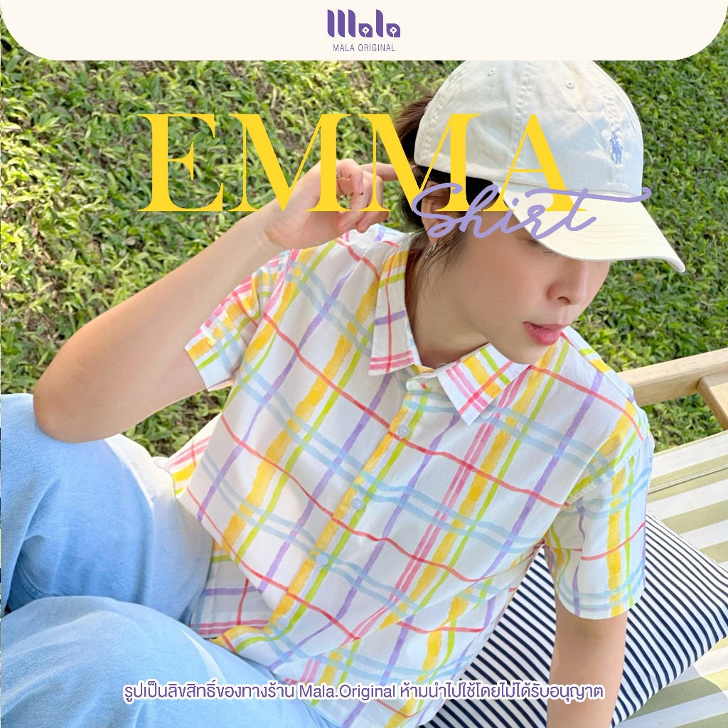 MalaOriginal | Emma Crop Shirt เสื้อเชิ้ตครอป ลายสก็อตสีพาสเทล น่ารักคิ้วท์ๆ สไตล์ญี่ปุ่น