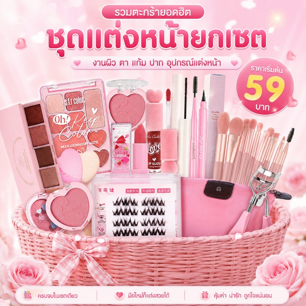 (รวมเซตขายดี) ชุดเครื่องสำอาง ราคาเริ่มต้น 59.- เซตแต่งหน้า เซตเครื่องสำอาง