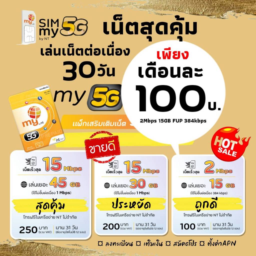 (my.01)ซิมมาย สมัครเน็ตต่อเนื่อง ตลอด 30วัน เพียง100 บาทต่อเดือน (2Mbps 15GB FUP 384kbps)