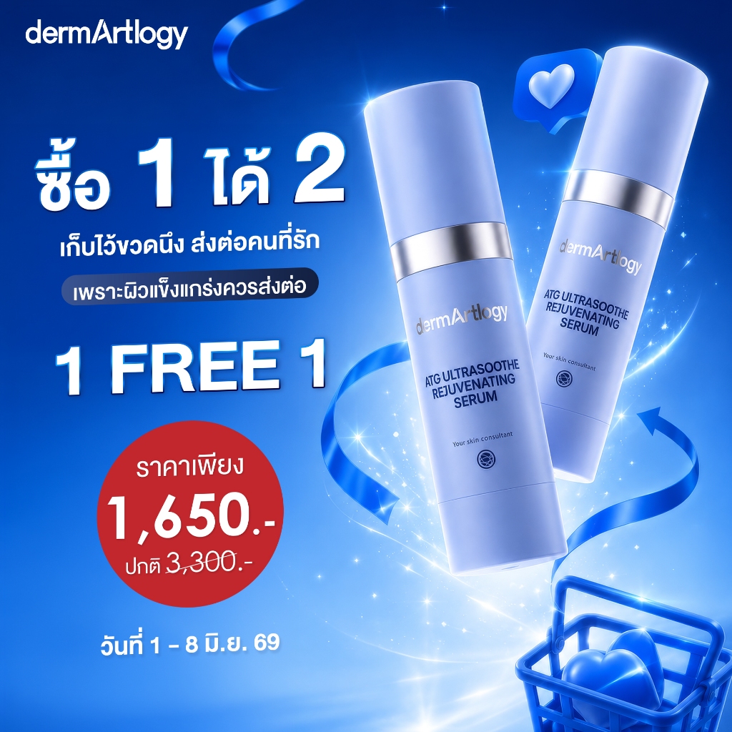 ซื้อ 1 ฟรี 1 (1-8 June 26 เท่านั้น) Dermartlogy ATG Ultrasoothe Rejuvenating Serum 40ml x2