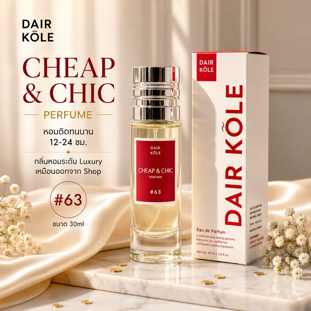 🔥กลิ่นShopแท้🔥น้ำหอมDAIR KOLE #63 ชีพแอนชิค M.CC ติดทน12-24ชม. #น้ำหอมผู้หญิง #น้ำหอม #ติดทนนาน #ติดทน #DKPEFUME #DK