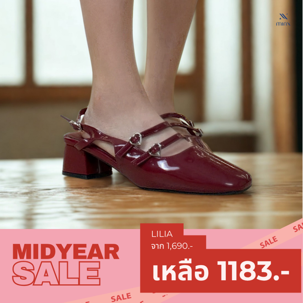Minx รุ่น Lilia รองเท้าส้นสูง หัวตัด ตะขอหัวใจ minxshoes