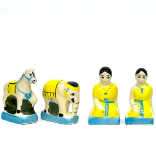 ตุ๊กตาตั้งศาลเซรามิก/ชุดละ199บาท (ใน1ชุด มีช้าง,ม้า,ชาย,หญิง)