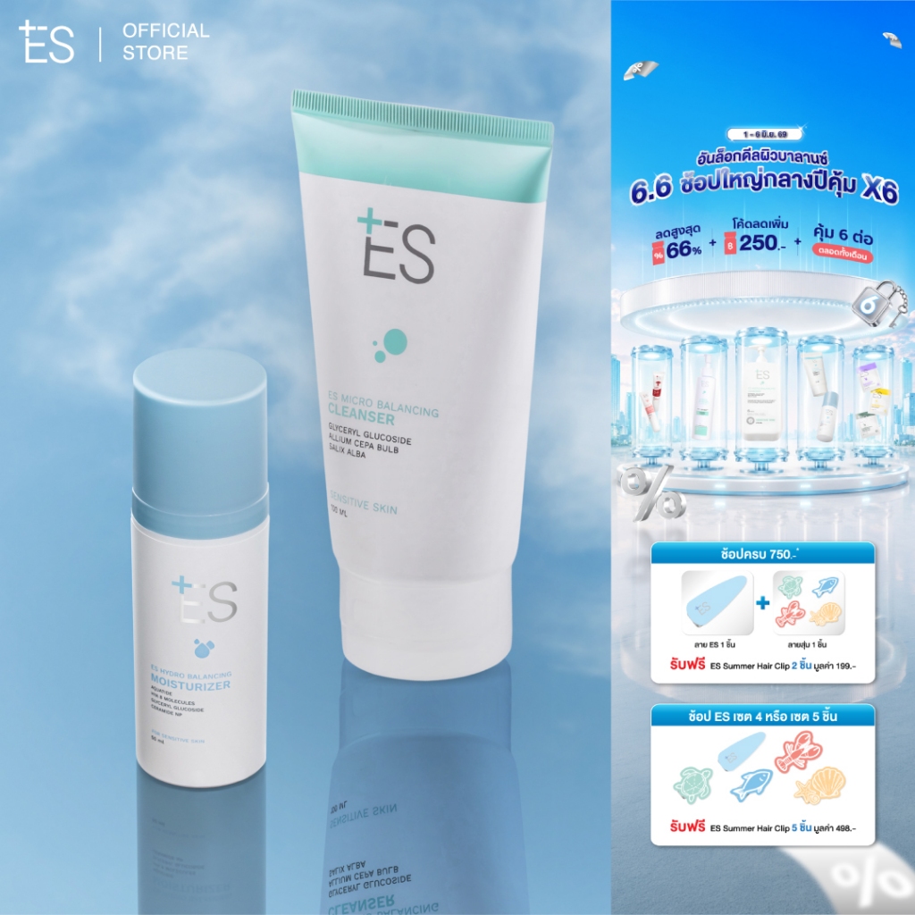 [เซต2ชิ้น][ขายดี] ES Micro Balancing Cleanser และ ES Hydro Balancing Moisturizer เซตบำรุงผิวล้ำลึก