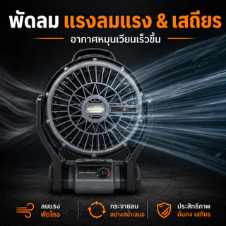 MHLY พัดลมไร้สาย 12 นิ้ว 2 ระบบ AC/DC ไฟ LED พัดลมตั้งแคมป์ 21v ขับเคลื่อน ปรับแรงลมได้ พัดลมพกพา