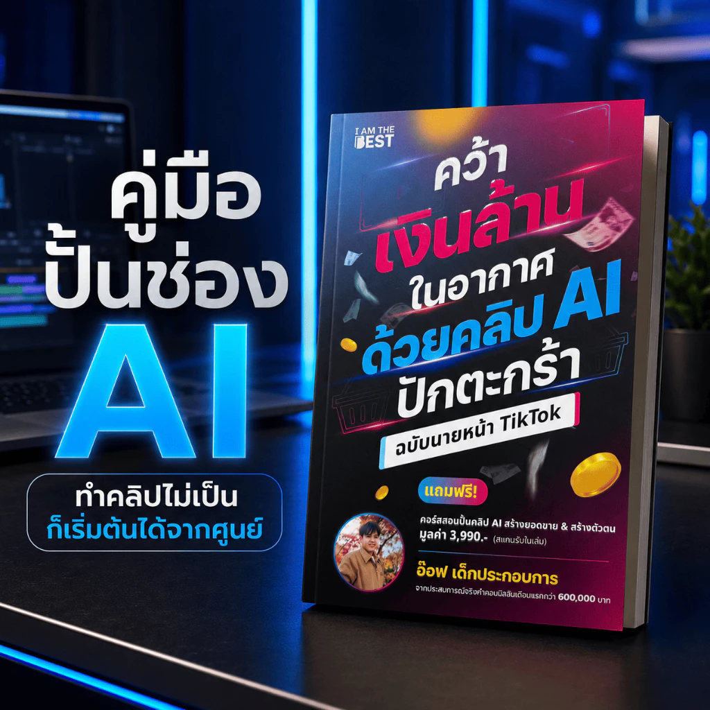 หนังสือ คว้าเงินล้านในอากาศ ด้วยคลิป Ai ปักตะกร้า ฉบับนายหน้า TikTok โดย อ๊อฟ เด็กประกอบการ