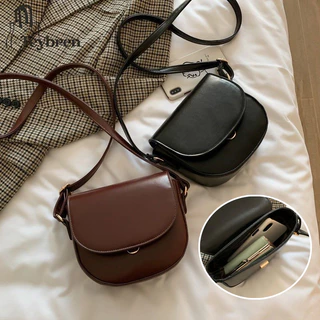 🔥ขายดี พร้อมส่ง กระเป๋าหนังสะพายข้างทรงกล่อง ครึ่งวงกลม ความจุขนาดใหญ่ ความสง่างาม-TN