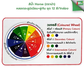 สีน้ำ Horse (ตราม้า) หลอดอะลูมิเนียม+พู่กัน ชุด 12 สี/1กล่อง