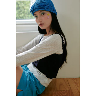 Gordi layer top เสื้อlayer 2 ชิ้นทรงปาดไหล่แขนยาวและ สายเดี่ยว