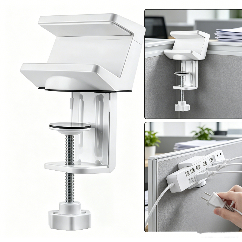 Power Strip ที่หนีบรางปลั๊กไฟ ช่วยจัดระเบียบโต๊ะทำงาน มีซิลิโคนกันรอยตรงที่หนีบ ไม่ต้องก้มเส
