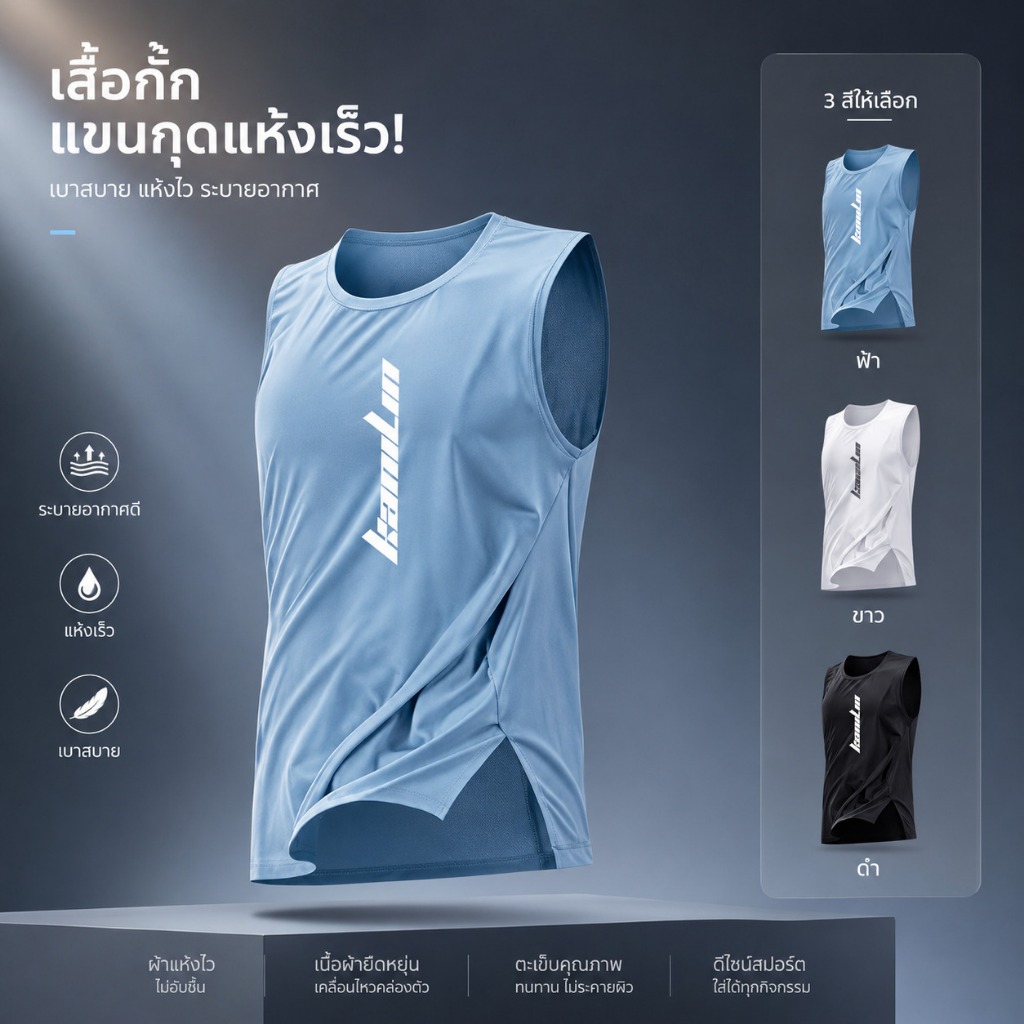 เสื้อสเวตเตอร์แขนกุดเหมาะอย่างยิ่งสำหรับการฝึกซ้อมที่มีความเข้มข้นสูง เนื้อผ้าอ่อนนุ่ม แห้งเร็ว ระบายอากาศได้ดี และยืดหย
