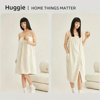 Huggie ชุดคลุมอาบน้ํา ชุดอาบน้ำ ชุดอาบน้ำแบบพันรอบอก ผ้าขนหนูโรงแรม ซับน้ำได้ดีแห้งเร็ว สามารถห่อตัวได้ทั้งหมด