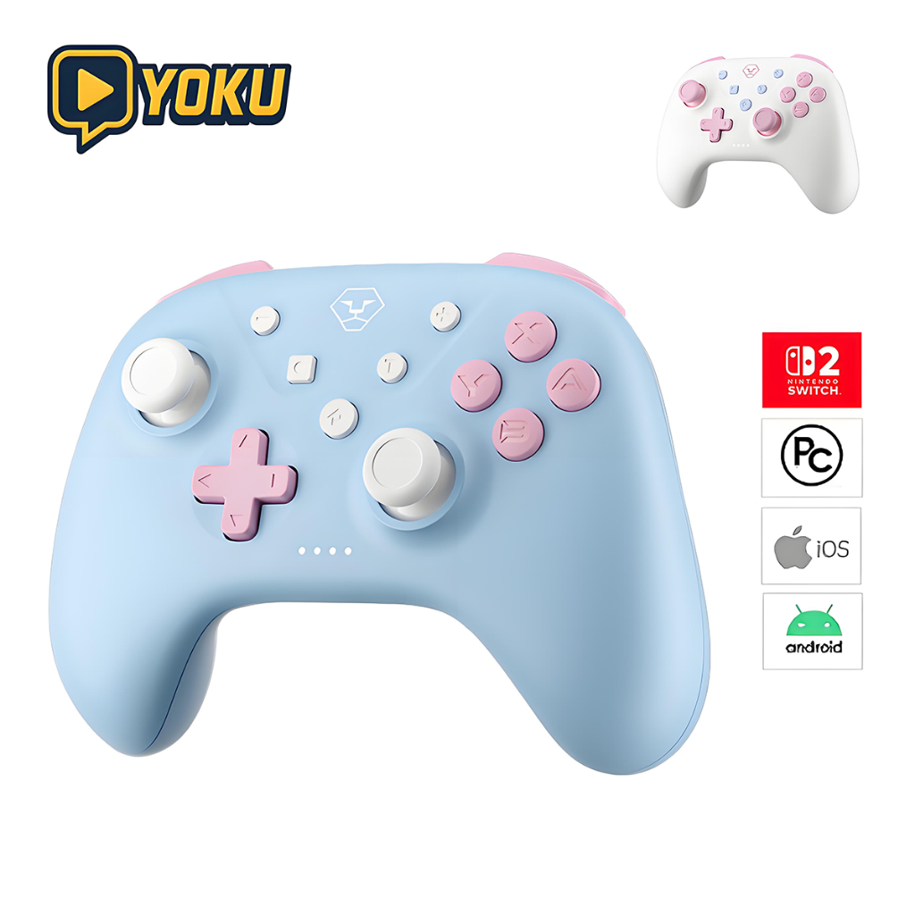 Switch 2 / Switch / PC / iOS / Android  จอยเกมไร้สาย Bluetooth สำหรับ มีไจโร 6แกน เทอร์โบ สั่นได้ เล่นเกมนานสัญญาณเสถียร