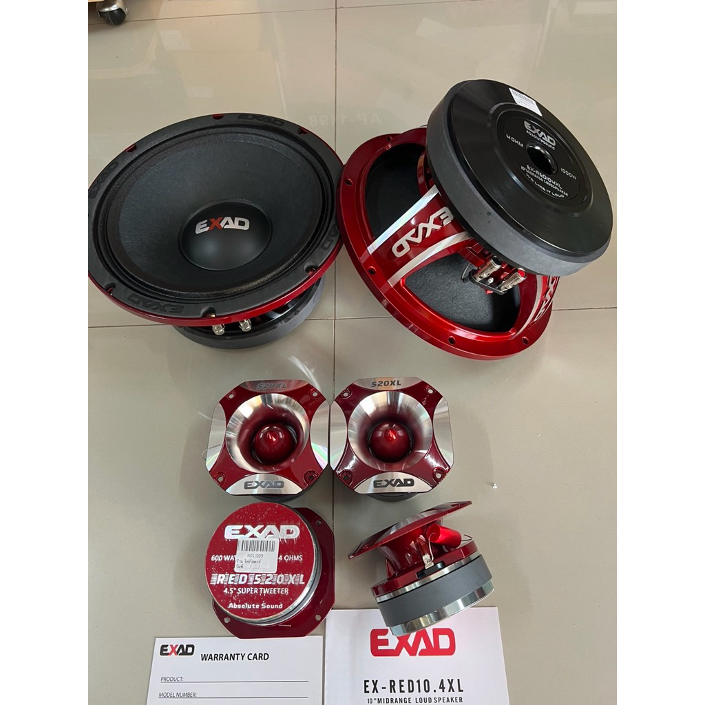 13990บาท ลำโพงกลาง 10“โครงหล่อ 2ดอก แหลมมัจจุราช 4ดอก ยี่ห้อ EXAD ลำโพงติดรถยนต์