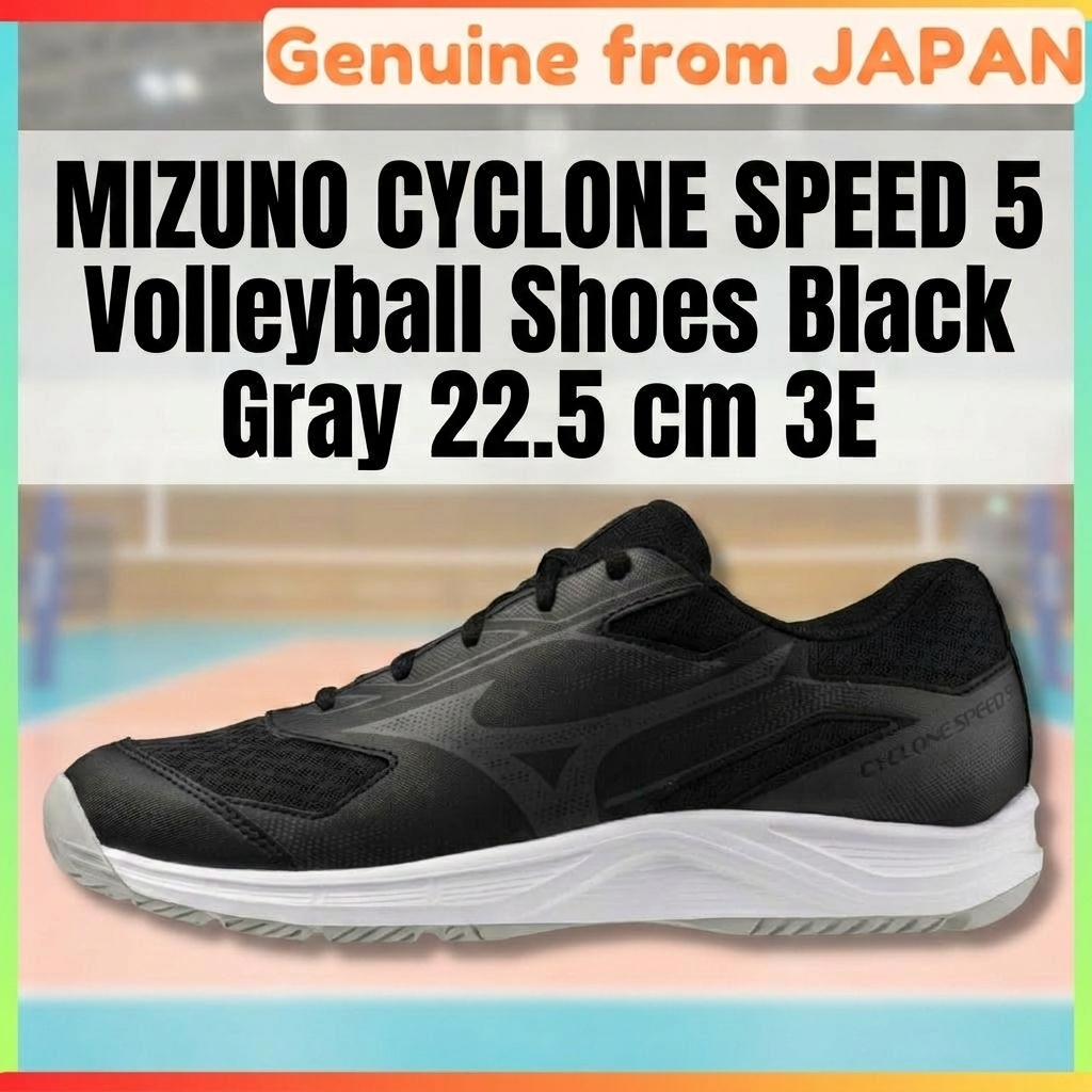 Mizuno Cyclone Speed 5 Volleyball Shoes Black Grey 22.5 cm 3E Wide Fit Indoor Court
