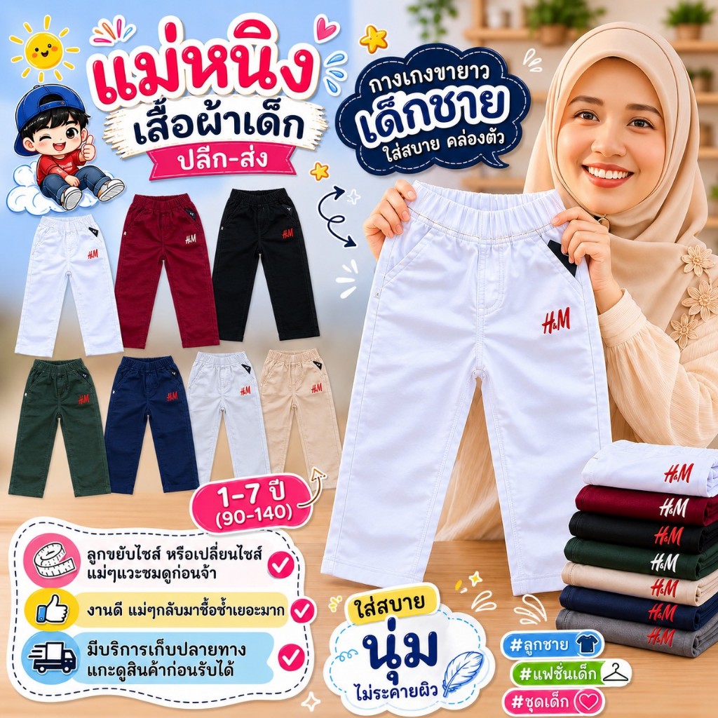 กางเกงขายาวปล่อย เด็กชาย 1-7ปี