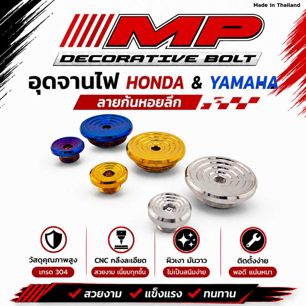 อุดจานไฟ ปิดจานไฟ มาร์คจานไฟ ใส่sonic tena wave125ลายก้นหอย ก้นหอยชั้น ลายชั้น ลายบู๊ชจี้ลาย สแตนเลส