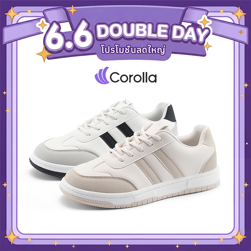 Corolla รองเท้าผ้าใบทรงลำลองสำหรับผู้หญิง ทรงแฟชั่นคลาสสิก น้ำหนักเบา พื้นกันลื่น พื้นนิ่มซัพพอร์ตส้นเท้าได้ดี