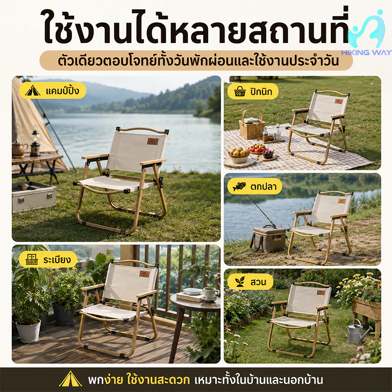 เก้าอี้แคมป์ปิ้ง เก้าอี้สนามที่พับได้ ขาตั้งอลูมิเนียม รับน้ำหนักได้ 500กก เหล็กคาร์บอนสูง thumbnail 10
