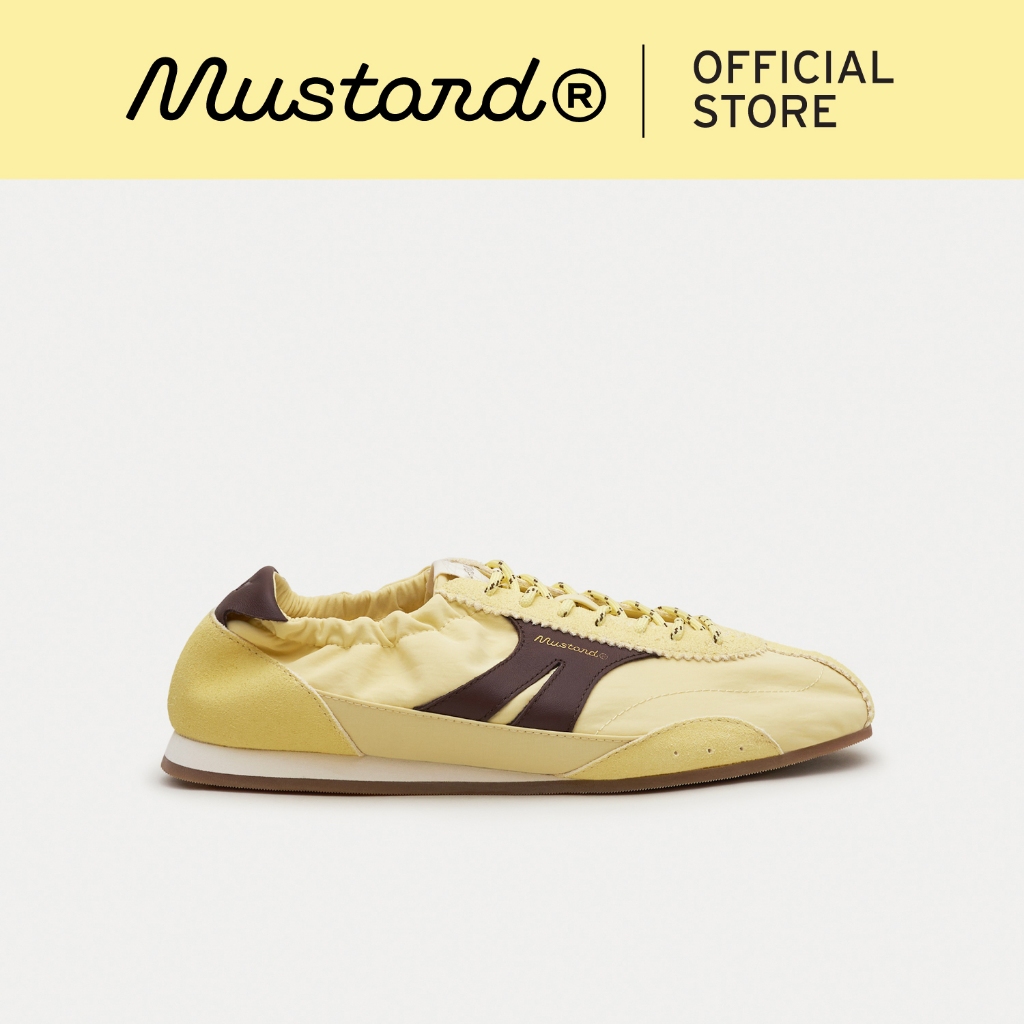 Mustard Stella Butter Yellow | รองเท้าผ้าไนลอน ผสมหนังแท้ ทรงสลิปออน