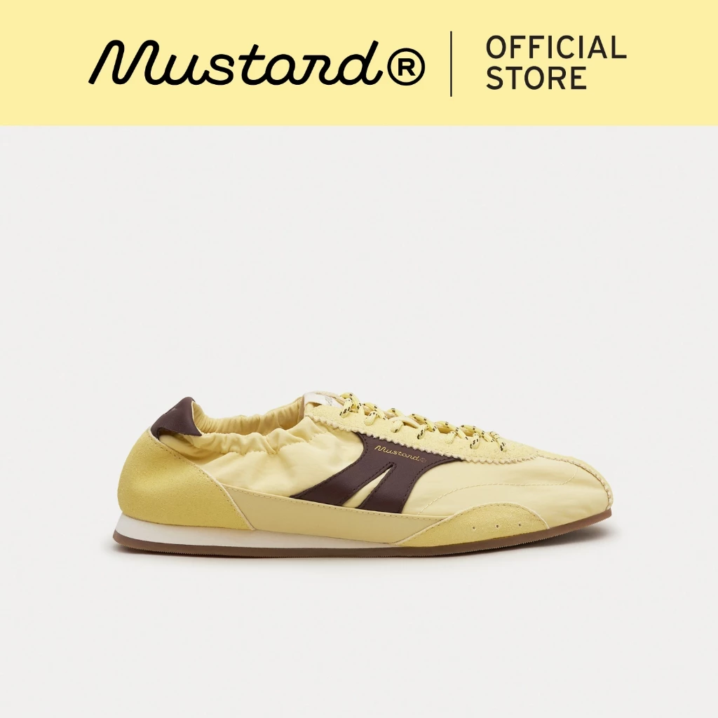 Mustard Stella Butter Yellow | รองเท้าผ้าไนลอน ผสมหนังแท้ ทรงสลิปออน