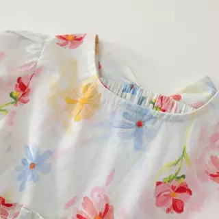 Hania Kids พร้อมส่ง เดรสลายดอกไม้สีสันสำหรับเด็กผู้หญิง ผ้าฝ้าย ใส่สบาย K5125698
