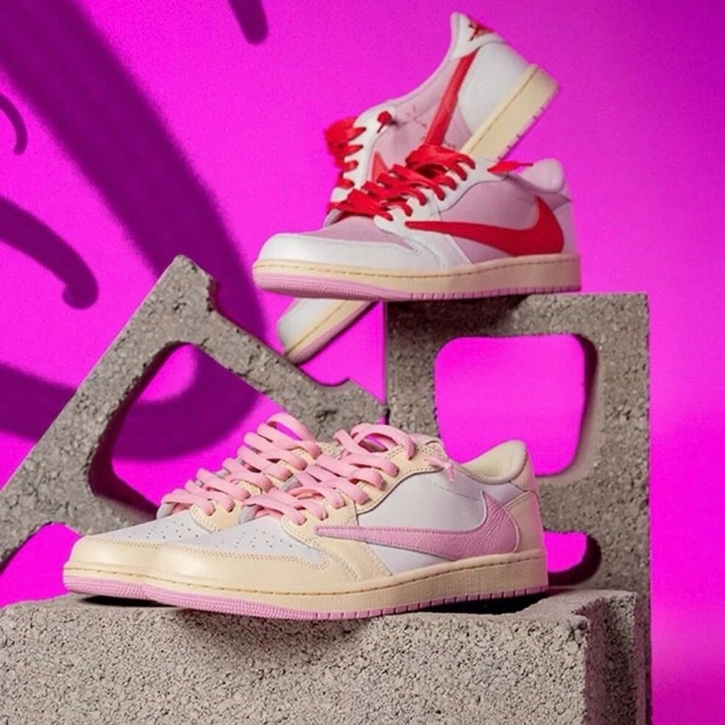 Travis Scott x Air Jordan 1 Low OG Shy Pink รองเท้า ( รับประกันแท้ 100% )
