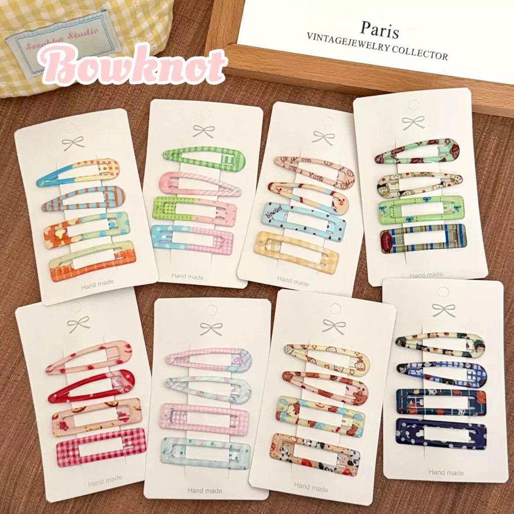 Cute 523 กิ๊บติดผม กิ๊บแป๊กทรงหยดน้ำ สี่เหลี่ยม 4 ชิ้น / แพ็ค