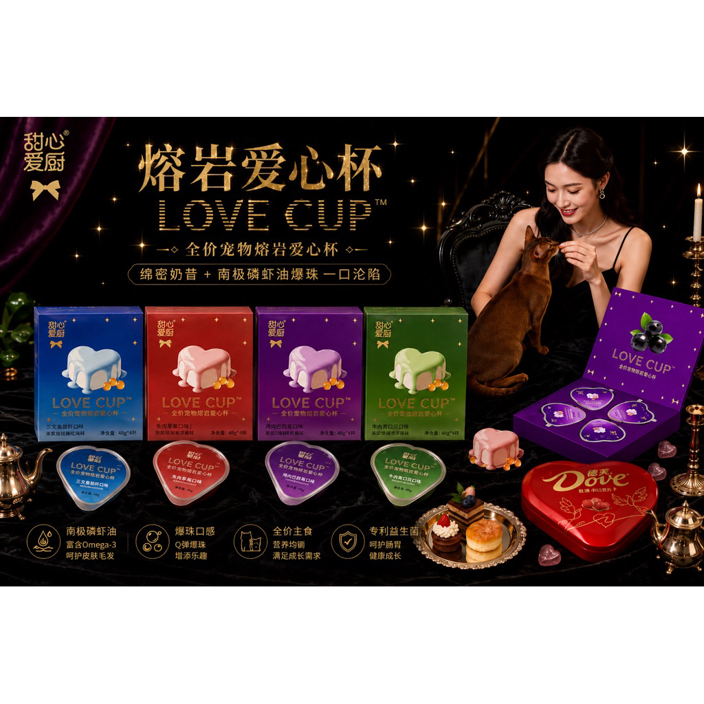 NiYa - Lava Heart Complete Meal อาหารเปียกแมวมื้อหลักรูปหัวใจ 192g (48g×4ถ้วย)