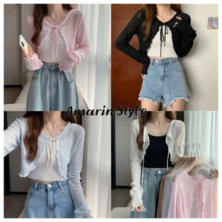 Amarin🌸พร้อมส่ง🌸 เสื้อคลุมถักไหมพรมแขนยาว เสื้อผ้าผู้หญิงสไตล์เกาหลี บางเบาใส่สบายมาก เรียบหรู ใส่ได้ทุกวัน K65