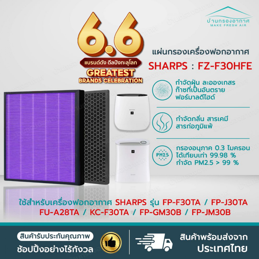 ไส้กรองเครื่องฟอกอากาศ สำหรับ Sharp FZ-F30HFE FP-J30TA FZ-Y28FE FP-F30L-H FPJ30LA FP-F30Y FU-A28TA F