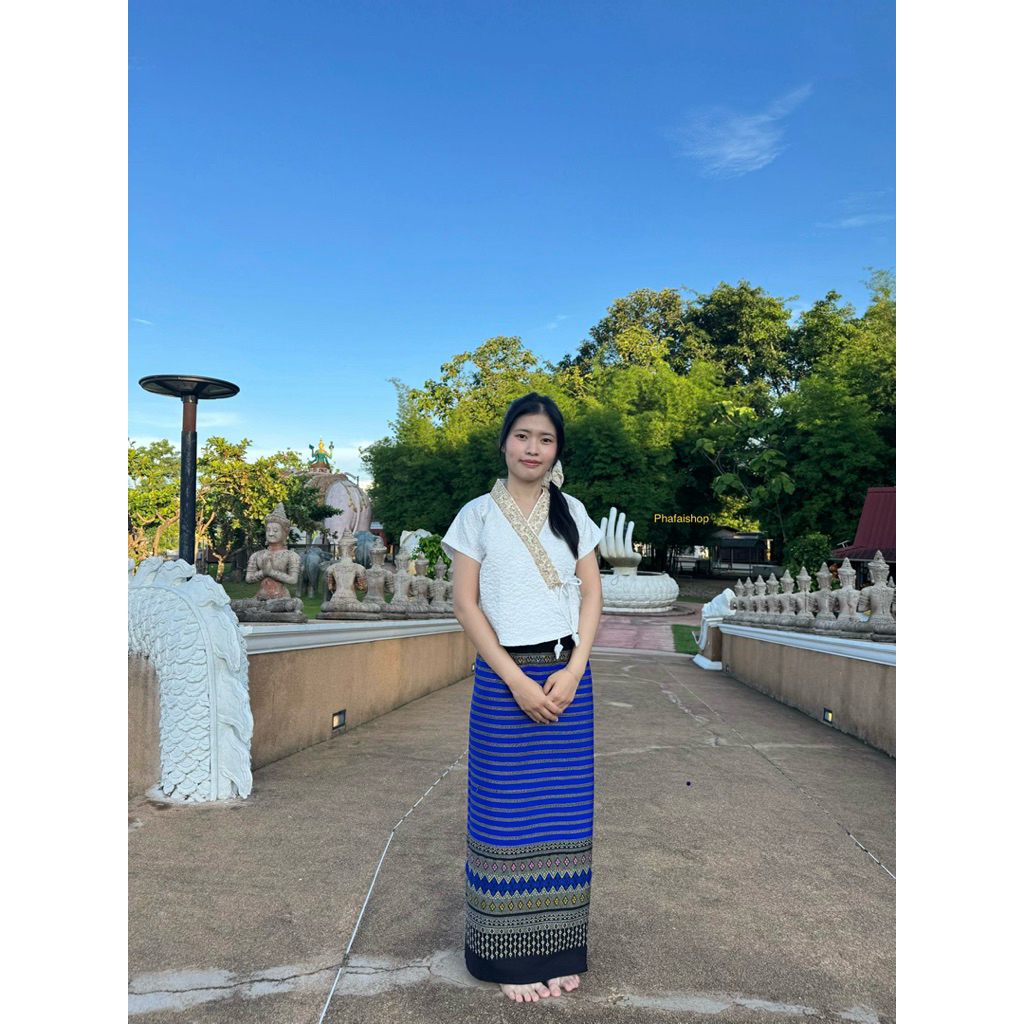 ผ้าถุงเย็บอัดกาวสำเร็จผ้าฝ้ายทอเครื่องล้านนาผ้าถุงติดตะขอแ รูปที่ 8