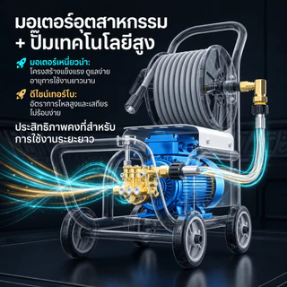 REAIM เครื่องฉีดน้ำแรงดันสูง 6800W 3000บาร์ เครื่องซักรถพกพา ปรับแรงดันน้ำได้ ดูดน้ำได้ด้วยตัวเอง
