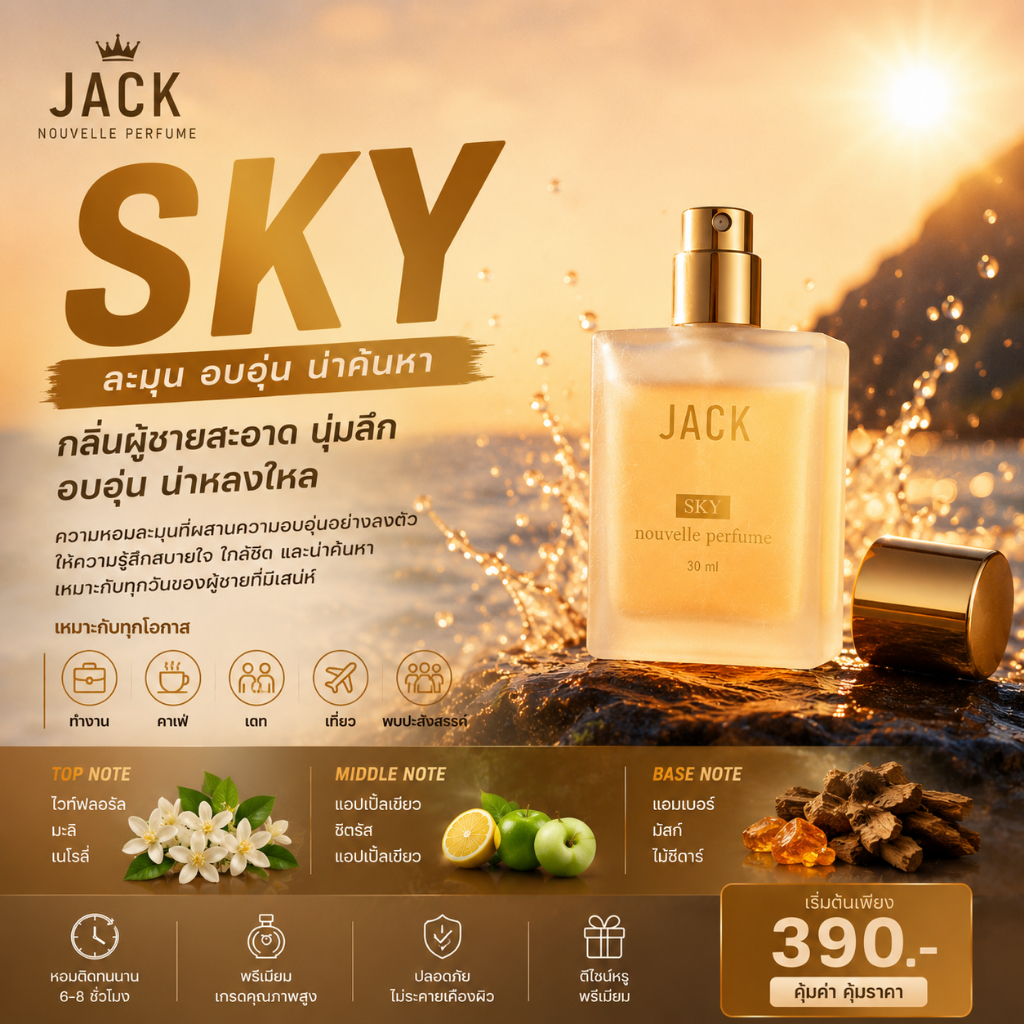 น้ำหอม JACK Sky ฟีโรโมนผู้ชาย 30ml หรู เท่ มีสไตล์