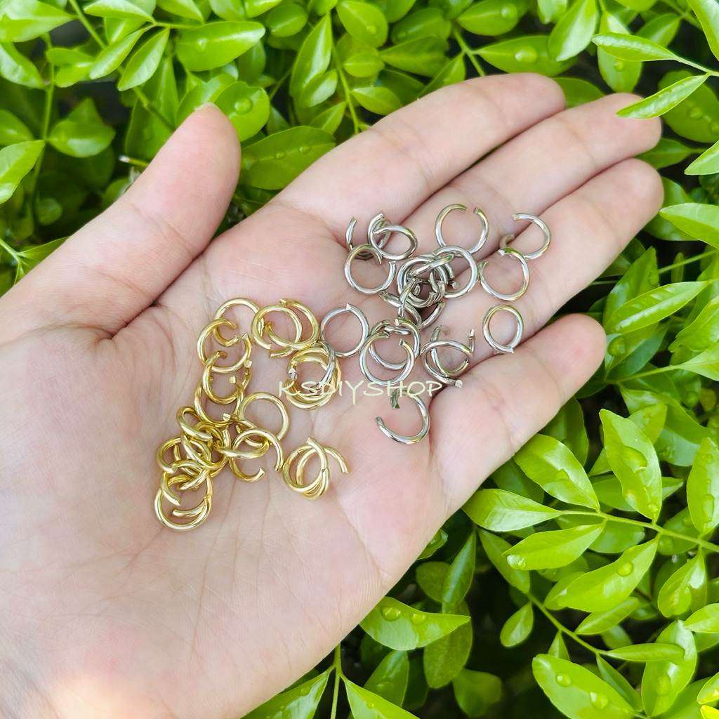 ห่วงกลม สีเงิน สีทอง บรรจุ 50 ชิ้น ขนาด 1.4x10mm,1.2x10mm,1.0x0.6mm (วัดจากวงนอก)