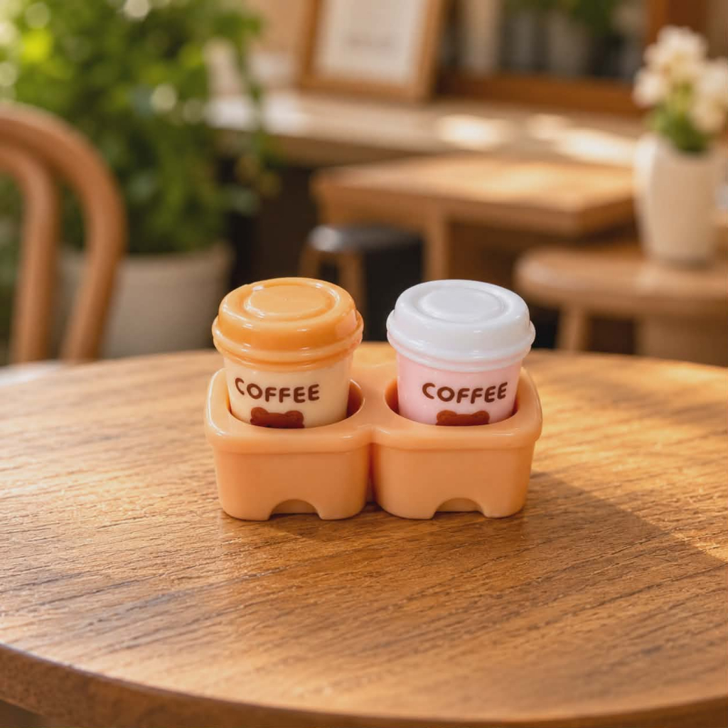 j223Dแก้วกาแฟถาดของจิ๋วจำลองแพ็คละ10ชิ้น