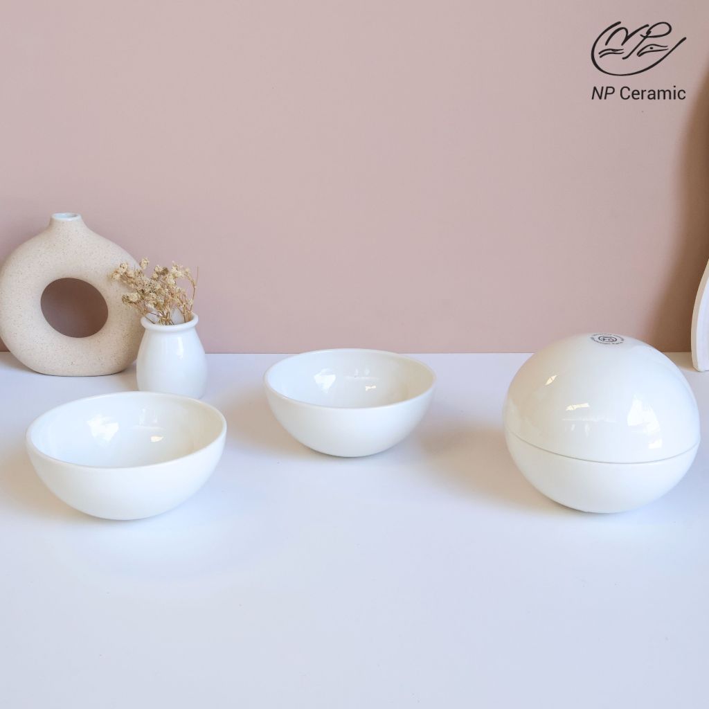 [ลดสูงสุด 80%] NP Ceramic ถ้วยเซรามิค ถ้วยรูปวงกลม ขนาด 3.5 นิ้ว สีขาว