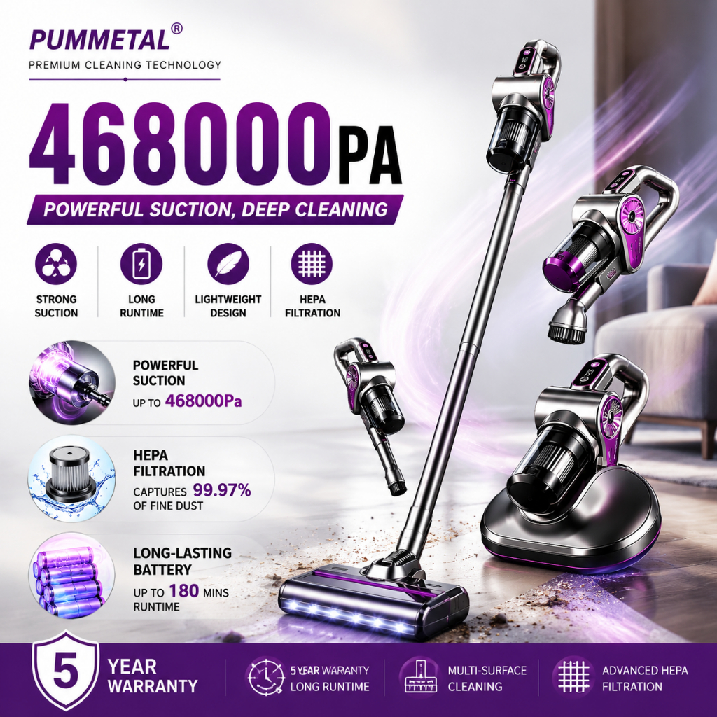 【รับประกัน 5 ปี】เครื่องดูดฝุ่นไร้สาย 468000Pa แรงดูดสูง กำจัดไรฝุ่น 4in1 ใช้บ้าน/คาร์/สัตว์เลี้ยง ส่งฟรี พร้อมส่ง