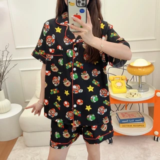 💥มาใหม่💥ชุดนอนไหมเกาหลีป้ายy อก52 บิ๊กไซส์แขนสั้นขาสั้น