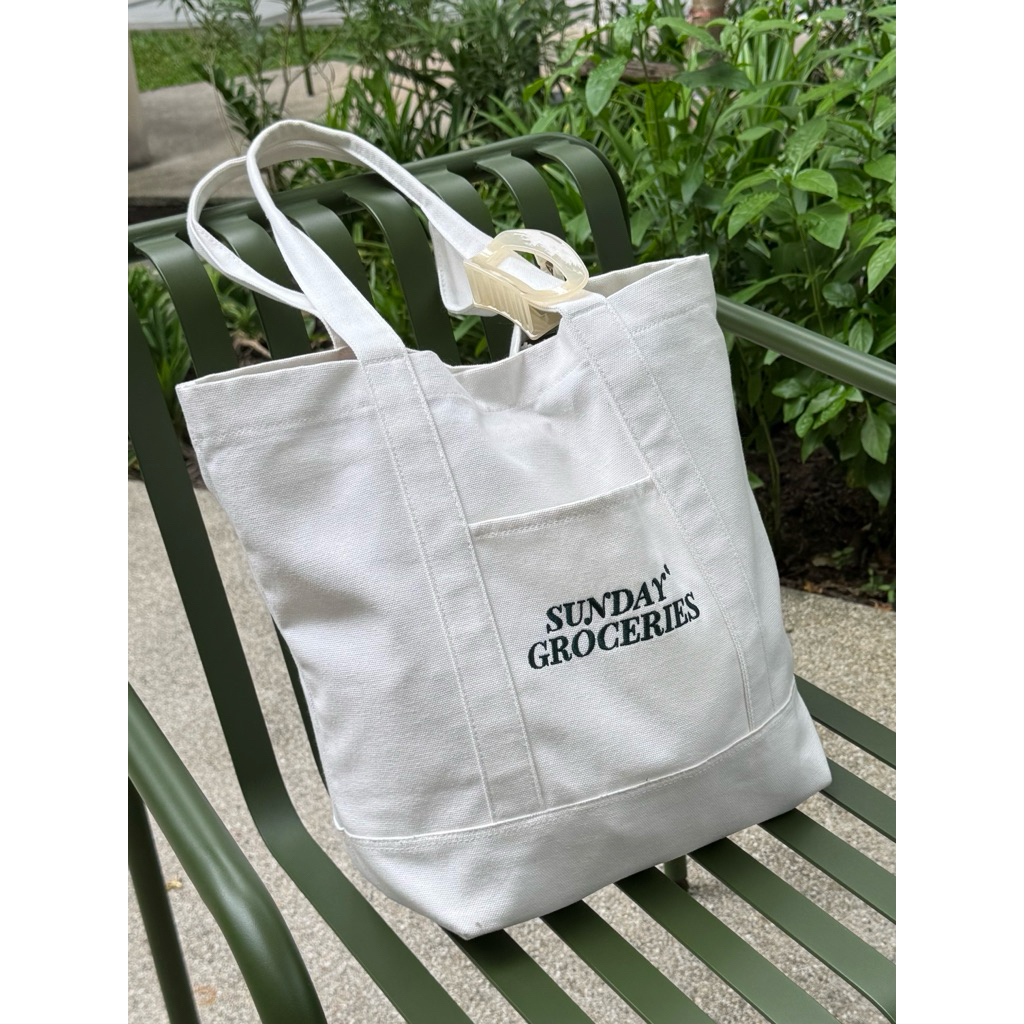 Canvas Tote Bag 14oz กระเป๋าผ้าแคนวาส สะพายไหล่ ทรงสวย พร้อมช่องด้านหน้า Everyday Tote