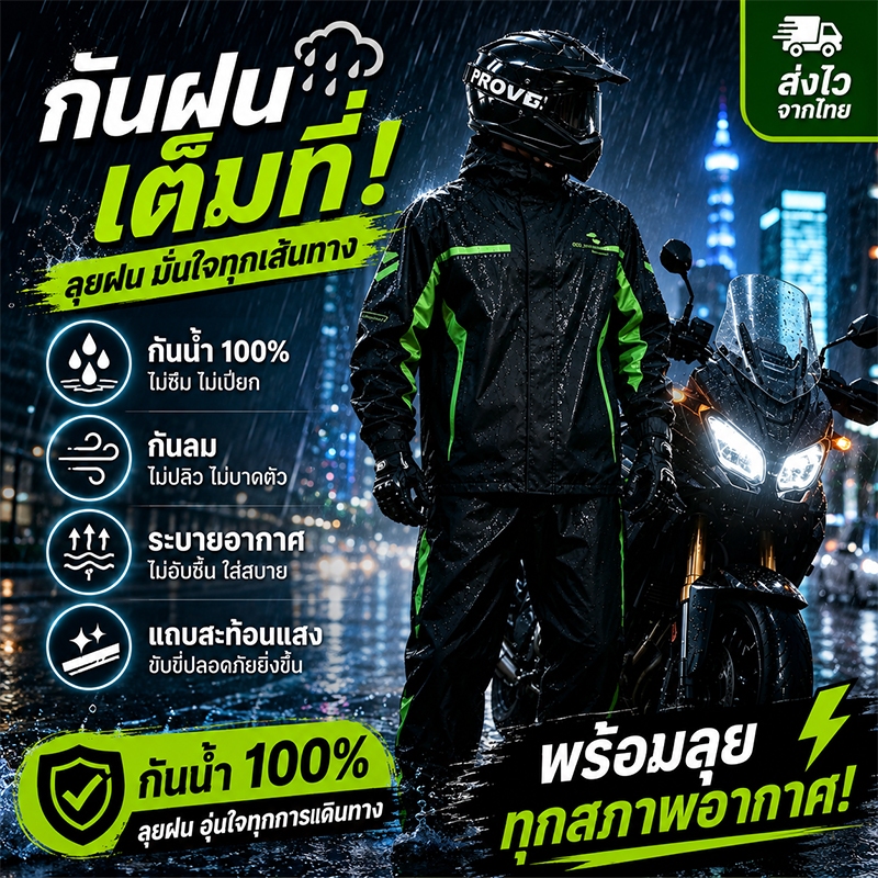 ⚡ทนใช้50ปีไม่เสีย⛈️เสื้อกันฝนผู้ใหญ่ ชุดกันฝนกันน้ำ ชุดกันฝนแบบหนา ระบายอากาศไม่อับ กันน้ำระดับ IPV5