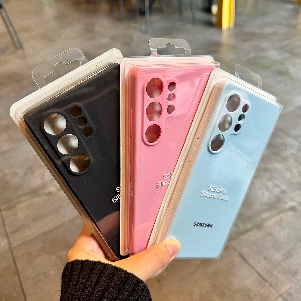 พร้อมโลโก้ ซิลิโคนเหลว เคสโทรศัพท์ Samsung S26 S25 S24 FE S23 S22 Ultra A57 A56 A55 A54 A53 A52s A37 A36 A35 A17 A16 A15