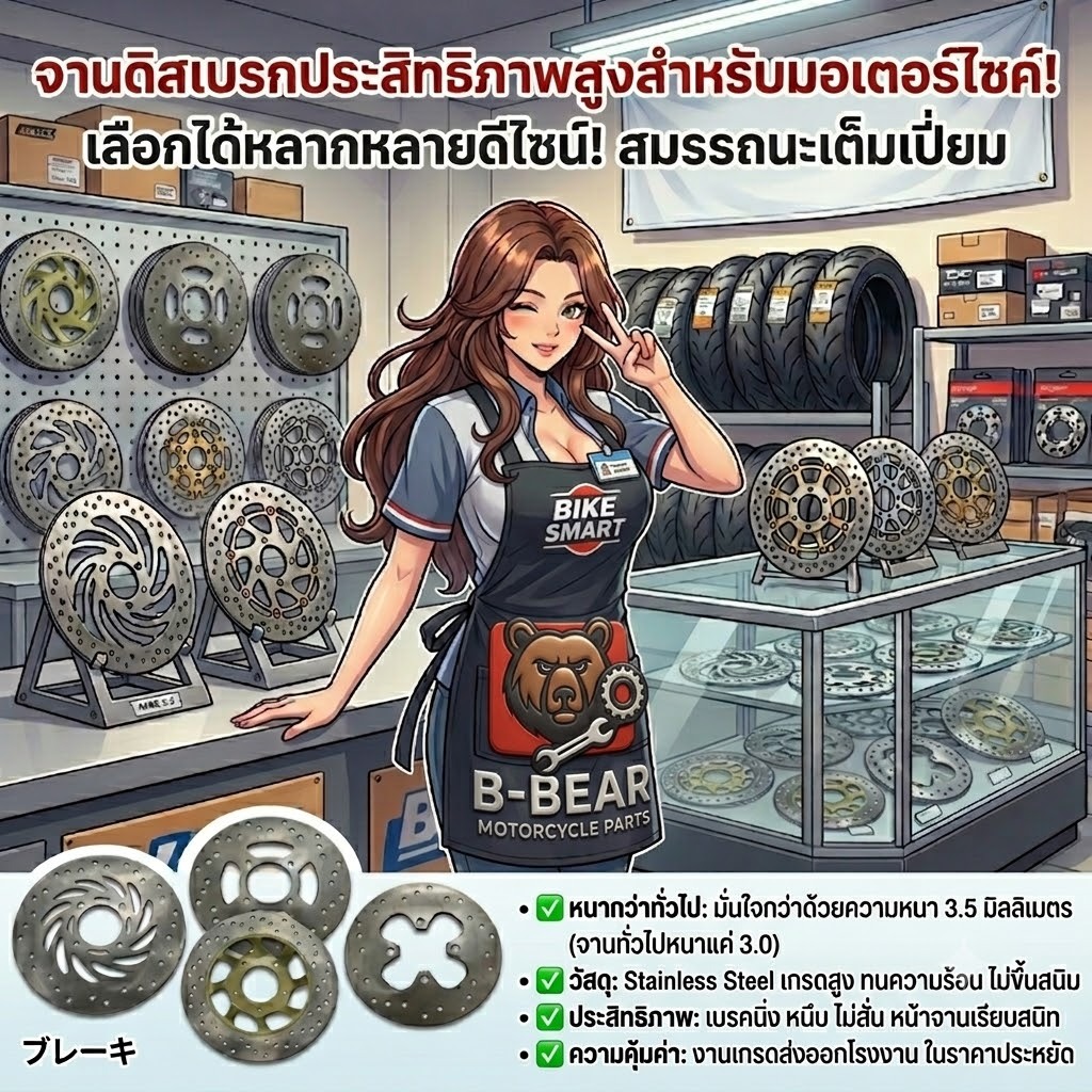 จานดิสเบรค(เดิม) หนา 3.5 มม. สำหรับ Wave / Sonic / Click / Smash / Nouvo / FINO / MIO คุณภาพสูง ทนทาน