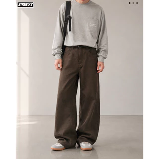 STREETXY - GROUND PANTS ทรงหลวมสไตล์ญี่ปุ่น คลุมข้อเท้า ใส่ง่ายทุกวัน ฟีลยีนส์ แต่ใส่สบายกว่า